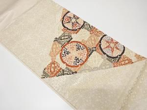 重ね色紙に花・抽象模様織り出し袋帯